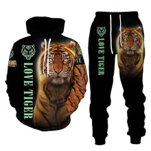 Tracksuit Men Animal 3D Tiger Printed Hoodie + Pants Suit 2 Pcs Sportwear Mens Tracksuit Set Men's Clothing designer clothes men