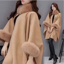 Elegant Women Winter Cape Jacket   ( WithFox Fur Collar )
