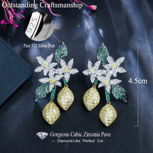 CWWZircons Unique Design Art Cluster Leaf Long Dangling Earrings for Women