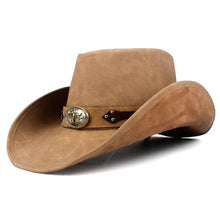 100% Leather Men Western Cowboy Hat For Gentleman Dad Jazz Sombrero Hombre Caps Size 58-59CM 36 Stlye