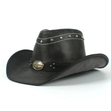 100% Leather Men Western Cowboy Hat For Gentleman Dad Jazz Sombrero Hombre Caps Size 58-59CM 36 Stlye