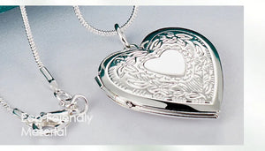 DOTEFFIL 925 Sterling Silver Heart Photo Frame Flower Necklace