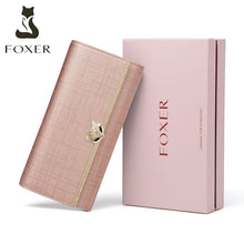 FOXER Women Genuine Leather Long Wallet Fashion Lady Phone Clutch Purse