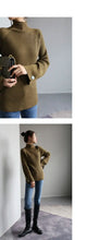 Women Autumn And Winter Half High Collar Knitted Sweaters Elastic Soild Color Pullover Button Full Sleeve Tops
