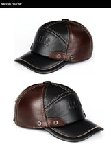 Genuine leather baseball cap in men brand new warm real cow leather caps hats