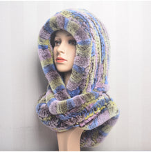 Winter Hats for Woman Fall Cap Warm Natural Fur Hat with Neck Scarves Bonnets Women Knitted Real Rex Rabbit Fur Hat Hooded Scarf