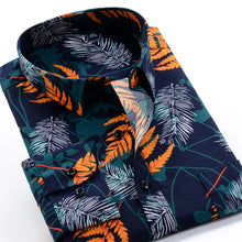 6XL-10XL Large Size Flower Print Men's Fashion Casual Long Sleeve Shirt