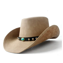 100% Leather Men Western Cowboy Hat For Gentleman Dad Jazz Sombrero Hombre Caps Size 58-59CM 36 Stlye
