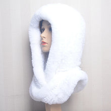 Winter Hats for Woman Fall Cap Warm Natural Fur Hat with Neck Scarves Bonnets Women Knitted Real Rex Rabbit Fur Hat Hooded Scarf