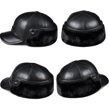 Winter Men's  Hat Thicken Leather Cowhide Baseball Caps With Ears Warm Snapback Dad's Hats Sombrero De Cuero Del Hombre