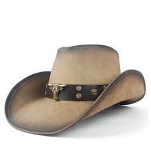100% Leather Men Western Cowboy Hat For Gentleman Dad Jazz Sombrero Hombre Caps Size 58-59CM 36 Stlye