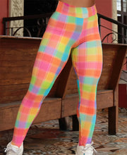 FCCEXIO 2022 Color Grid 3D Print Women Pants Push Up Running Sports Leggings Slim Pants Female Casual Trousers Fitness Legging