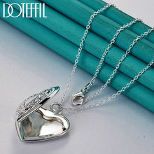 DOTEFFIL 925 Sterling Silver Heart Photo Frame Flower Necklace