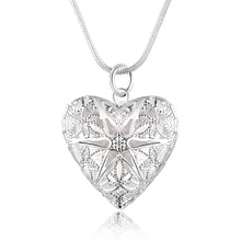 DOTEFFIL 925 Sterling Silver 18 Inch Snake Chain Heart-Shaped Photo Frame Necklace