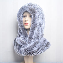 Winter Hats for Woman Fall Cap Warm Natural Fur Hat with Neck Scarves Bonnets Women Knitted Real Rex Rabbit Fur Hat Hooded Scarf