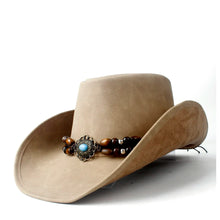 100% Leather Men Western Cowboy Hat For Gentleman Dad Jazz Sombrero Hombre Caps Size 58-59CM 36 Stlye