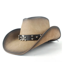 100% Leather Men Western Cowboy Hat For Gentleman Dad Jazz Sombrero Hombre Caps Size 58-59CM 36 Stlye