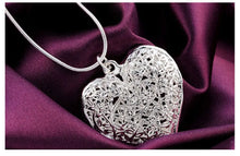 DOTEFFIL 925 Sterling Silver Carved Heart Pendant Snake Chain Necklace