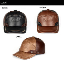 Genuine leather baseball cap in men brand new warm real cow leather caps hats