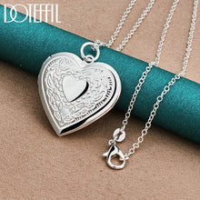 DOTEFFIL 925 Sterling Silver Heart Photo Frame Flower Necklace