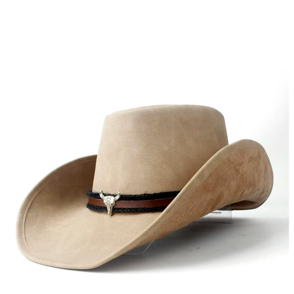 100% Leather Men Western Cowboy Hat For Gentleman Dad Jazz Sombrero Hombre Caps Size 58-59CM 36 Stlye
