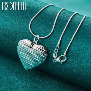 DOTEFFIL 925 Sterling Silver Heart Photo Frame Snake Chain Necklace