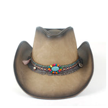 100% Leather Men Western Cowboy Hat For Gentleman Dad Jazz Sombrero Hombre Caps Size 58-59CM 36 Stlye