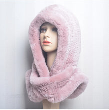 Winter Hats for Woman Fall Cap Warm Natural Fur Hat with Neck Scarves Bonnets Women Knitted Real Rex Rabbit Fur Hat Hooded Scarf