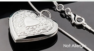 DOTEFFIL 925 Sterling Silver Heart Photo Frame Flower Necklace