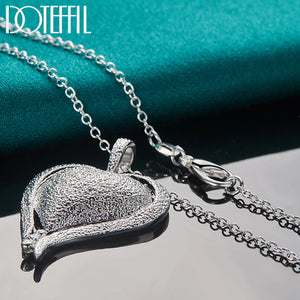 DOTEFFIL 925 Sterling Silver Heart Pendant Necklace 16-30 inch Snake Chain For Woman Wedding Engagement Party Charm Jewelry