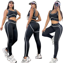 Women's High Waist Hip Lift Abdomen Compression Fitness Suit High Elastic Sports Bra + Leggings 2-piece Running Yoga Sports Set