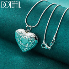 DOTEFFIL 925 Sterling Silver Heart Photo Frame Flower Necklace