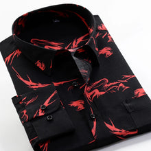 6XL-10XL Large Size Flower Print Men's Fashion Casual Long Sleeve Shirt