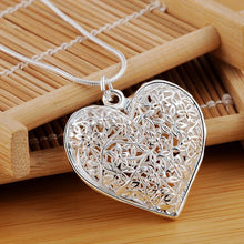 DOTEFFIL 925 Sterling Silver Carved Heart Pendant Snake Chain Necklace