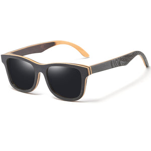 GM Men Polarized Black Skateboard Wood Sunglasses Retro Vintage Eyewear
