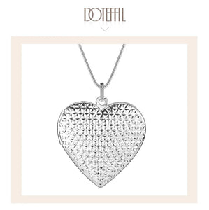 DOTEFFIL 925 Sterling Silver Heart Photo Frame Snake Chain Necklace