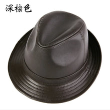 Quality Genuine Leather Hat For Men's Fashion Sheepskin Fedoras Autumn Winter Trend Elegant Jazz Cap New Sombreros Brown