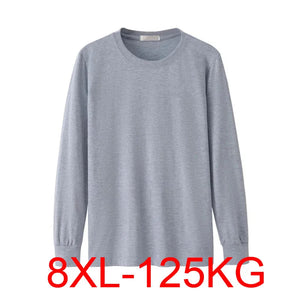 Men's T-Shirt Long Sleeve Winter  7XL 8XL 134cm Large Size 5XL 6XL Cotton Home T-Shirt