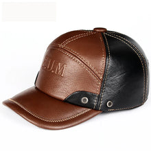 Genuine leather baseball cap in men brand new warm real cow leather caps hats