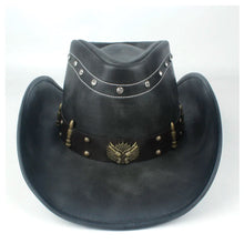 100% Leather Men Western Cowboy Hat For Gentleman Dad Jazz Sombrero Hombre Caps Size 58-59CM 36 Stlye