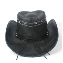 100% Leather Men Western Cowboy Hat For Gentleman Dad Jazz Sombrero Hombre Caps Size 58-59CM 36 Stlye