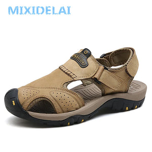 MIXIDELAI Summer Men's Outdoor Casual Sandals Genuine Leather Non-slip Big Size 38-46