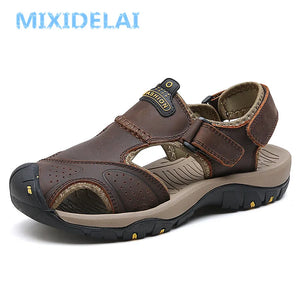 MIXIDELAI Summer Men's Outdoor Casual Sandals Genuine Leather Non-slip Big Size 38-46