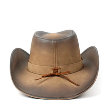 100% Leather Men Western Cowboy Hat For Gentleman Dad Jazz Sombrero Hombre Caps Size 58-59CM 36 Stlye