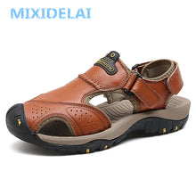 MIXIDELAI Summer Men's Outdoor Casual Sandals Genuine Leather Non-slip Big Size 38-46