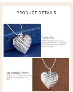 DOTEFFIL 925 Sterling Silver Heart Photo Frame Snake Chain Necklace