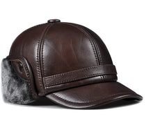 Winter Men's  Hat Thicken Leather Cowhide Baseball Caps With Ears Warm Snapback Dad's Hats Sombrero De Cuero Del Hombre