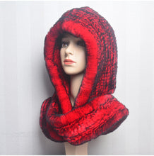 Winter Hats for Woman Fall Cap Warm Natural Fur Hat with Neck Scarves Bonnets Women Knitted Real Rex Rabbit Fur Hat Hooded Scarf