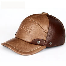 Genuine leather baseball cap in men brand new warm real cow leather caps hats