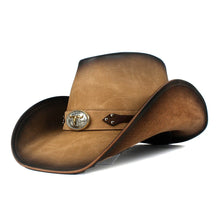 100% Leather Men Western Cowboy Hat For Gentleman Dad Jazz Sombrero Hombre Caps Size 58-59CM 36 Stlye